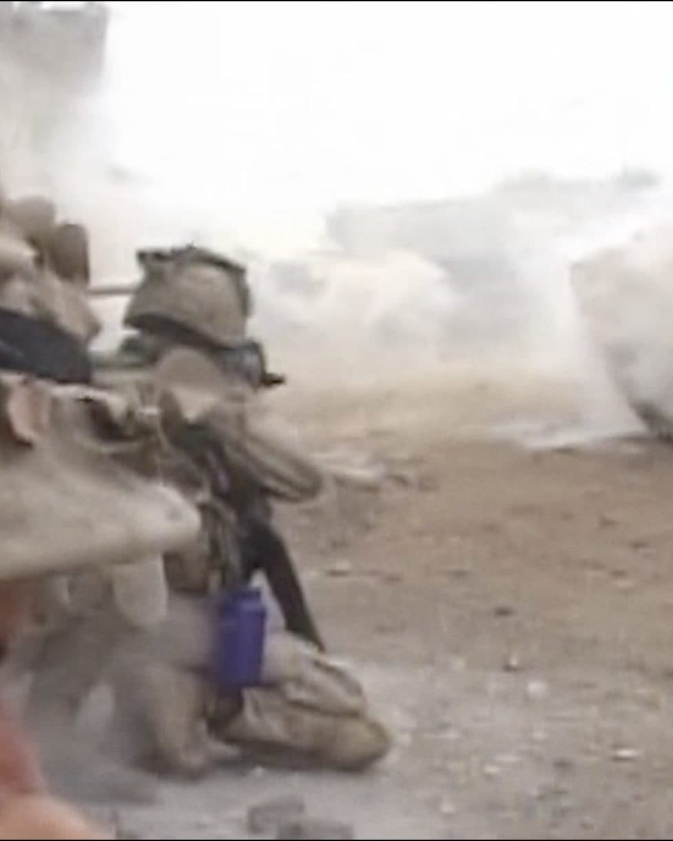 Soldiers in the dust, from the film’s Iraq sequence.
