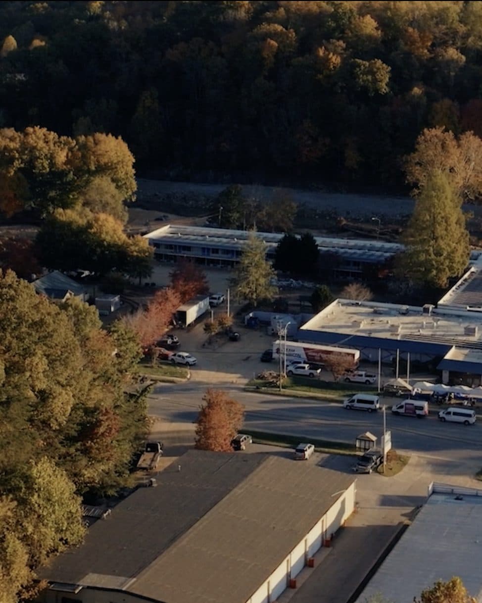 Asheville from the air in autumn.