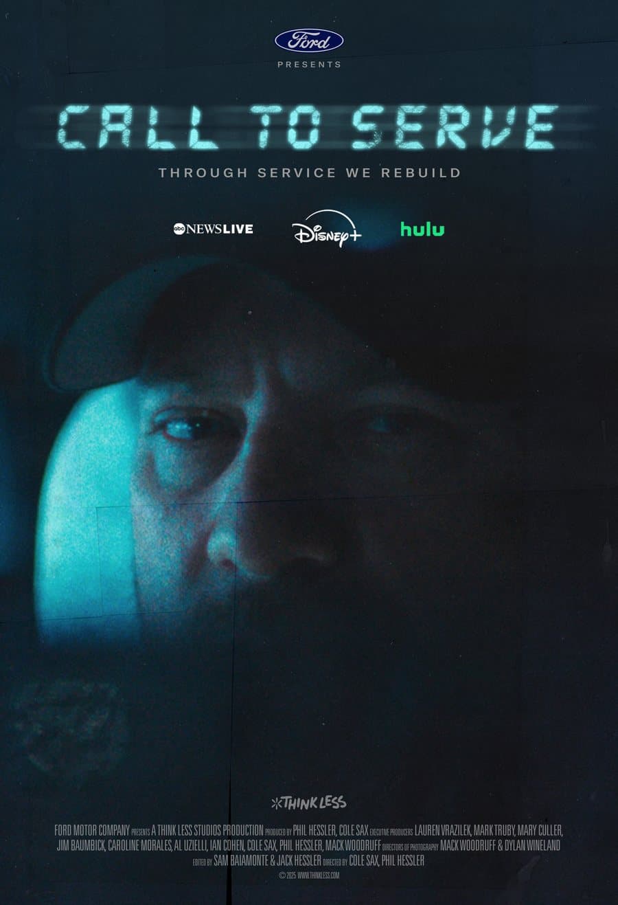 Call to Serve poster: Dean’s face lit in cyan, with ABC News Live, Disney+ and Hulu.